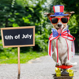 JaGely 3 Pcs 4th of July Dog Outfit Memorial Day Dog Costume Set Includes Top Hat, American Flag Bow Tie Collar and Cape Patriotic Pet Outfit for Dogs Cats Puppy Kitten(S,Classic)