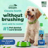 TropiClean Fresh Breath Advanced Whitening Water Additive for Dogs, Max Strength Dog Teeth Cleaning and Breath Freshener Solution, 33.8oz