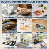 2 Pack Silicone Dish Drying Mat for Kitchen Counter Heat Resistant Under Sink Waterproof Coffee Bar Accessories Dining Rack Stone Utensil Holder Countertop Decor Must Haves 2026