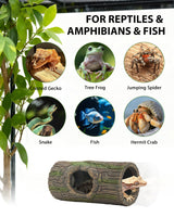 Magnetic Crested Gecko Hide - Resin Hollow Log Cave, Reptile Hide Cave, Reptile & Amphibian Habitat Hideouts, Aquariums & Terrariums Decor
