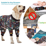 LovinPet Large Dog Pajamas, Wound Care/Post Surgery Shirt, UV Protection, Love My Dog Text on Black Print, UV Protection, Pet Anxiety Relief, Large Dog Onesies, Pet PJ's /3XL