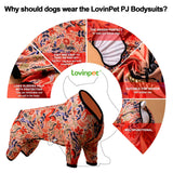 LovinPet Large Breed Dog Pajamas, Lightweight Pullover Full Coverage Dog Pjs, Pitbull Onesie, Happy Horse Coral Print, Pitbull Shirt, Pet Pajamas for Dogs, Pet PJ's, M