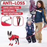 Sunnymove Winter Dog Coat and Snow Boots with Heavy Duty Dog Leash Waterproof Puppy Winter Jacket Cold Weather Coats Set Reflective for Small Medium Size Dogs Walking(Small)