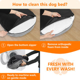 Dwanton Orthopedic Dog Bed for Large Dogs with Gel Memory Foam, Waterproof Dog Sofa, Washable Pet Bed with Four Sided Bolster Cushion, Removable Cover & Non-Slip Bottom, 42", Dark Gray