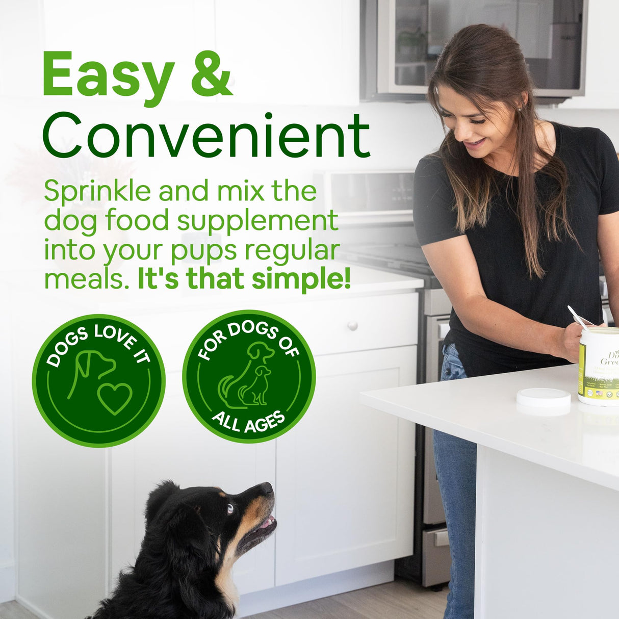 Dog Greens Superfood Multivitamin Powder - Dog Vitamins and Supplements, Organic Kelp, Spirulina, Sea Moss for Homemade Food, Kibble and Raw Meals, Energy, Immune, Joint & Skin Support for All Ages
