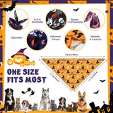 Huhumy 100 Pcs Halloween Dog Bandanas Bulk Pumpkin Ghost Bat Dog Scarf Triangle Pet Neckerchief Bibs Adjustable Washable Pumpkin Puppy Costume Accessories for Grooming Supplies Small to Large Dogs Cat