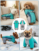 Fullbody Dog Coat Warm Fleece Dog Jacket,4-Legged Reflective Dogs Vest Turtleneck Cold Weather Coat, Waterproof Windproof Puppy Puffer Onesie