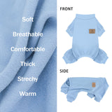 XPUDAC 3 Pack Fleece Dog Pajamas Winter Dog Clothes for Small Medium Dogs Boy Girl Warm Soft Puppy Outfit Pet Costume, Light Sky Blue, Navy, Light Gray, 2XL