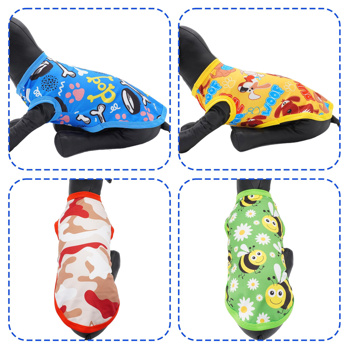 JpGdn 8PCS/Pack Dog Shirts Male for XXXL Dog Boy Sleeveless T Shirts Soft Stretchy Tank Top Tee Vest