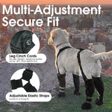 Pezluxe Dog Suspender Boots, Waterproof Anti-Slip Dog Rain Boots with Adjustable Strap for Small Medium Large Dogs, Reflective Paw Protector Pet Shoes for Outdoor Walking, Rain Snow Hiking, Black, L