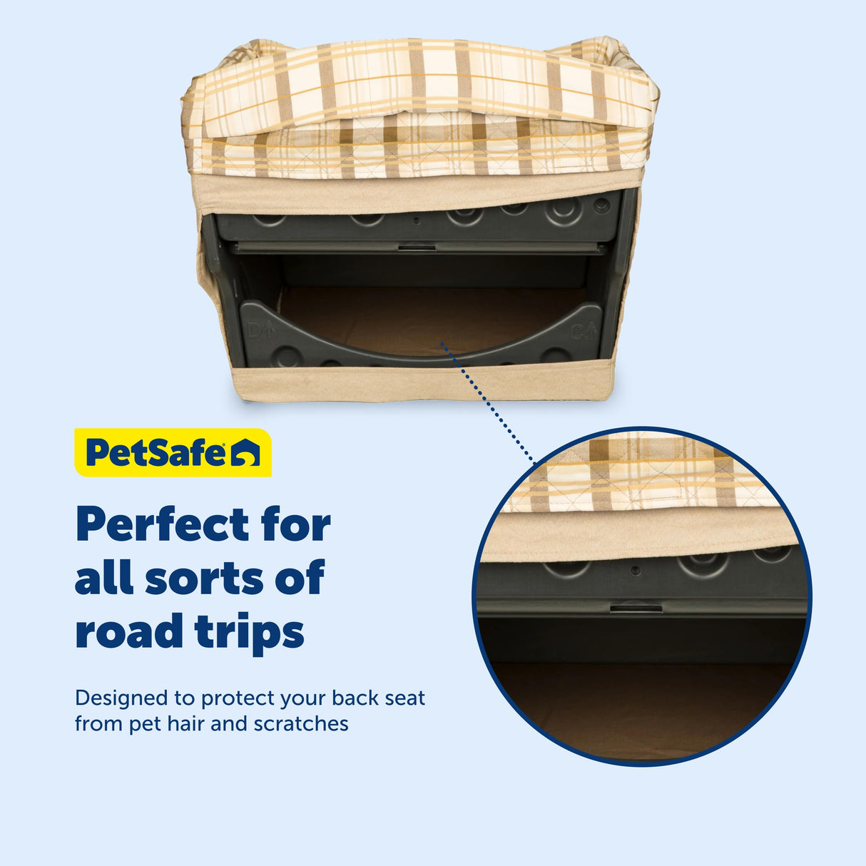 PetSafe Happy Ride Quilted Dog Safety Seat - Dedicated Pet Car Seat for Safer Travel - Elevated Pet Booster for Window Views - Machine Washable Removable Cover - Fits Most Cars
