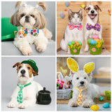 Reginary 80 Pieces St Patricks Day and Easter Dog Bow Tie Collar Set Include 40 Dog Neckties and 40 Pet Collar St. Patrick's Day and Easter Adjustable Pet Grooming Accessories for Small Medium Cat