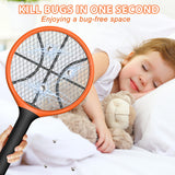 LUOJIBIE Electric Fly Swatter, Bug Zapper Racket Rechargeable Mosquito Zapper Handheld Fly Zapper with Hanging Ring for Home Indoor Outdoor, Large Size-1 Pack