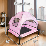 Elevated Covered Dog Bed - 36" x 36" x 30" - Dog Shade Canopy Lounger for Small & Large Dogs (Up to 110 lbs) - Portable & Durable - Cooling, UV & Water Resistant with Mesh Windows - Pastel Pink