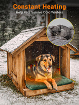 PETNF Outdoor Pet Heating Pad for Cats & Dogs, 100.4-107.6°F Auto Temp Control, Waterproof Fireproof, for Cat House/Dog Kennel/Carport, Fits Domestic & Stray Pets (Green 15.7"X27.6")