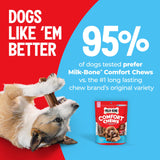 Milk-Bone Comfort Chews, Rawhide Free Dog Treats with Unique Chewy Texture and Real Beef, 16 Chews, Easy on Digestive System
