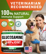 Glucosamine Treats for Dogs - Joint Supplement w/Omega-3 Fish Oil - Chondroitin, MSM - Advanced Mobility Chews - Joint Pain Relief - Hip & Joint Care - Chicken Flavor - 120 Ct - Made in USA
