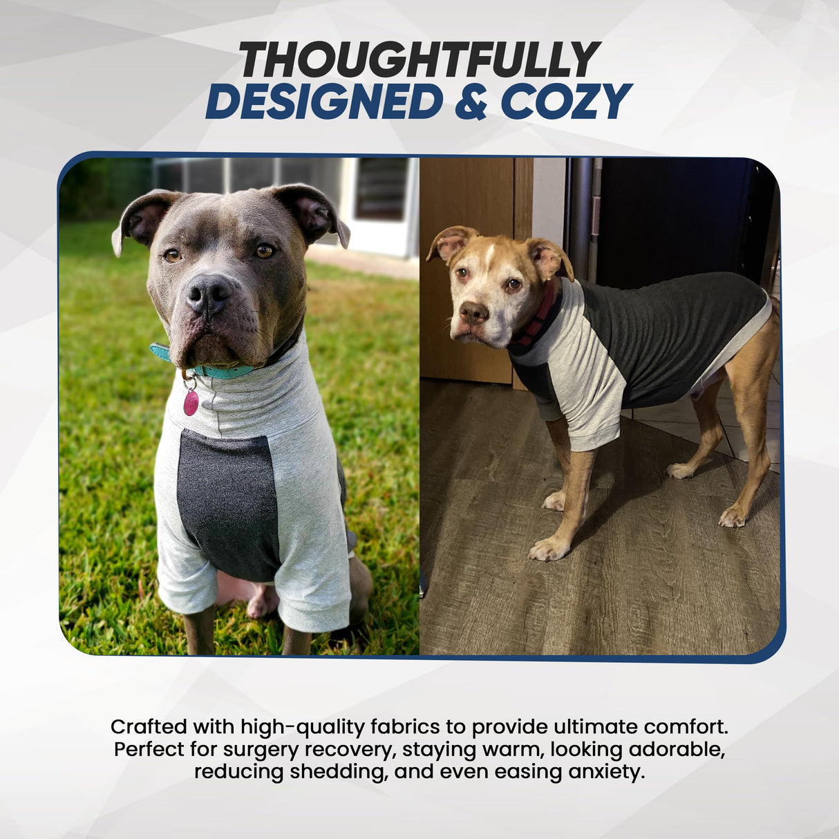 Tooth & Honey Dog Shirt for Medium Dogs – Breathable Cotton & Spandex Pullover with Full Underbelly Coverage – Grey Allergy & Summer Protection (Medium)