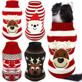 Frienda 4 Pieces Christmas Dog Sweaters Halloween Puppy Holiday Sweaters Santa Reindeer Snowman Snowflake Pumpkin Pet Clothes for Xmas Dog Cat Costume(Cute Pattern,Large)
