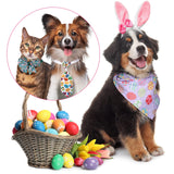 40 Pcs Easter Dog Bow Ties Set 26 Easter Gifts Pet Bowties 10 Pet Ties 4 Puppy Bandanas Dog Grooming Accessories for Bunny Cat Puppy (Egg Style)