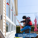 Window Squeegee, 2-in-1 Window Cleaner with 55" Extension Poles, Window Washing Kit, Glass Door Cleaner, Multi-Use Car Windshield Cleaning Tool with Long Handle for High Outdoor Windows