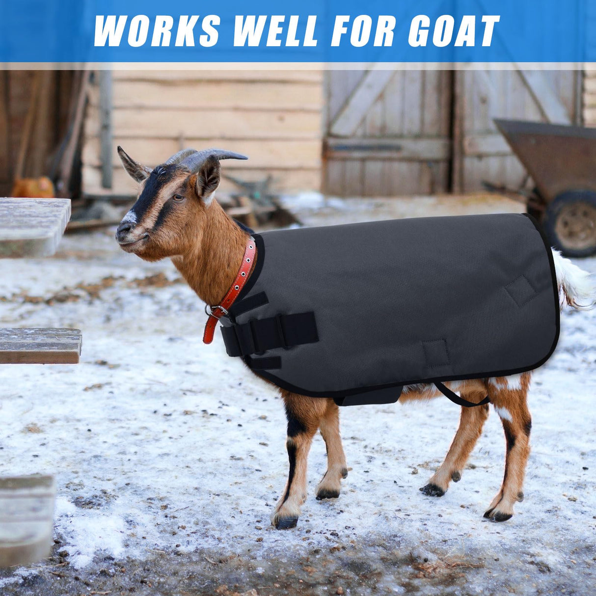 Shinylin Weatherproof Goat Blanket for Winter Sheep and Calf Blanket Soft Fleece Lining Goat Coat for Show Goats, Pets & Livestock Adjustable Belly Straps for Secure Fit(Gray,Size XL)