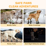 BEAUTYZOO Waterproof Dog Shoes for Winter Cold Weather, Anti Slip Dog Boots for Medium Large Senior Dogs, Breathable Dog Booties and Paw Protectors to Prevent Licking, 4PCS Doggie Hiking Boots