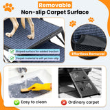 Dog Stairs for Car, 60''x 20'' Extra Wide Stairs for Large Dogs to 250 LBS, Portable Steps with Removable Non-Slip Surface, 4 Steps Foldable Dog Ramp for Car, SUV, High Bed/Couch