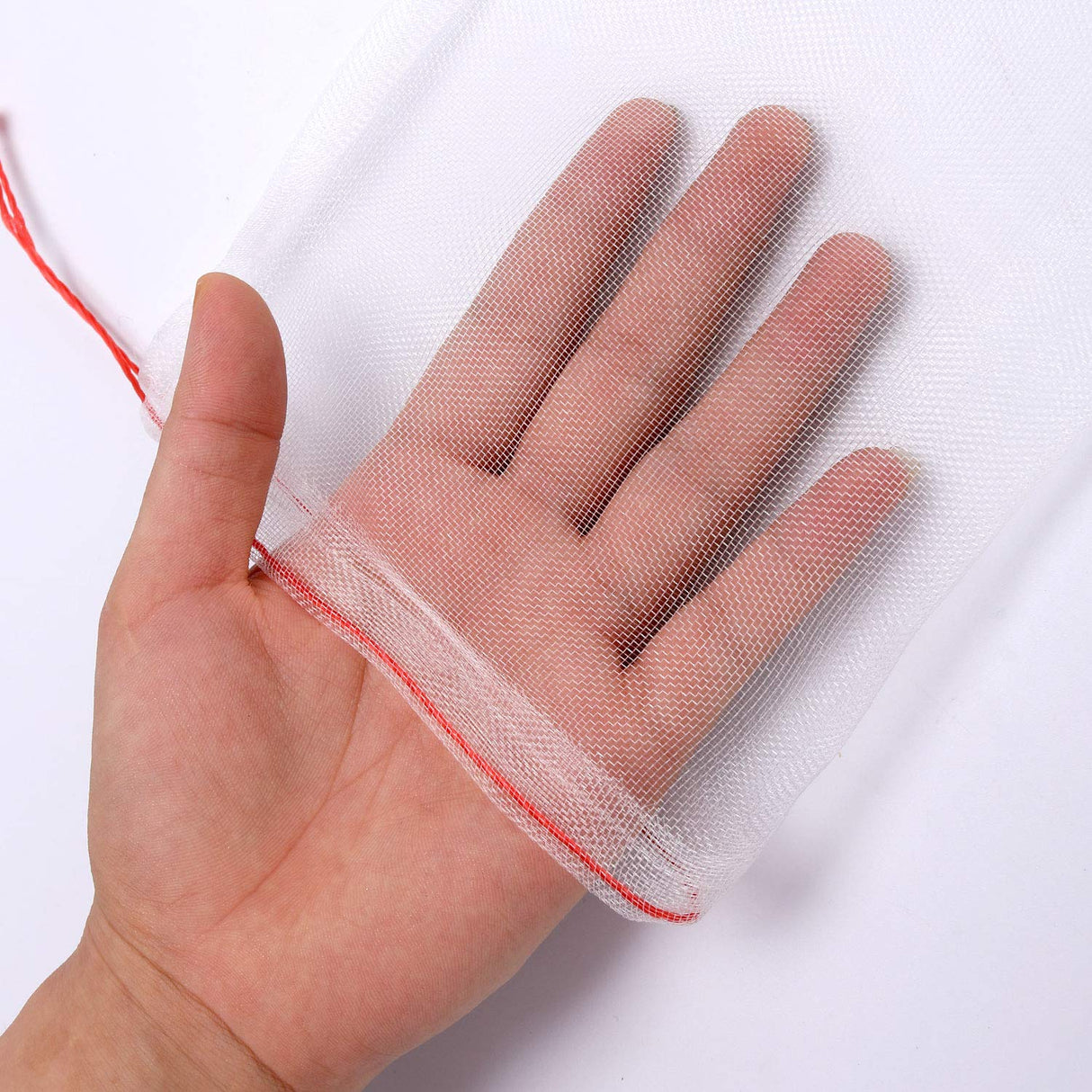50 Pcs Kikhope Fruit Protection Bags, 10"x6" Fruit Netting Bags, Garden Netting Bags with Drawstring, Fruit Tree Bags, Netting Barrier Bags for Protecting Fruits and Vegetables