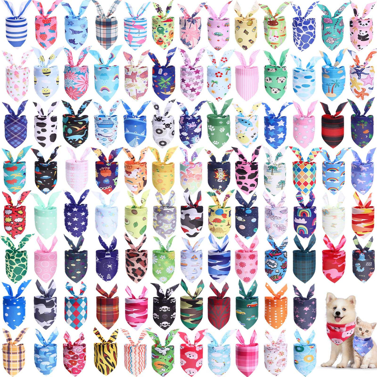 Wesiti 100 Pcs Dog Bandanas Bulk Winter Pet Bandanas Colorful Triangle Scarf Scarf Bib Kerchief Set Adjustable Dog Bibs Washable Birthday Gift for Small Medium Large Dogs Accessories