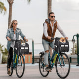 VENFOREST Dog Bike Basket, Foldable Pet Bike Carrier Backpack with Safety Strap, Waterproof Pet Bike Basket Suitable for Small Cats Kitten Puppy Dogs （New Black）