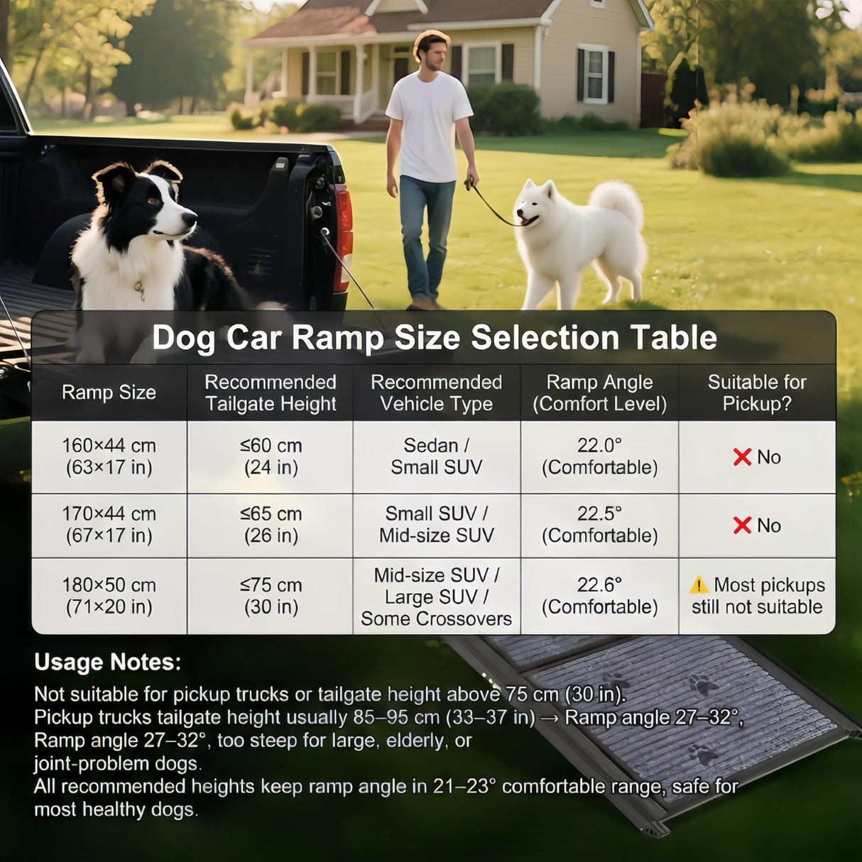 COSIEST Dog Ramp for Car, 70.9" L x 19.7" W Extra Wide Folding Dog Ramp for Large Dogs Up to 250LBS, Portable Pet Steps with Non-Slip Surface for SUV, Bed
