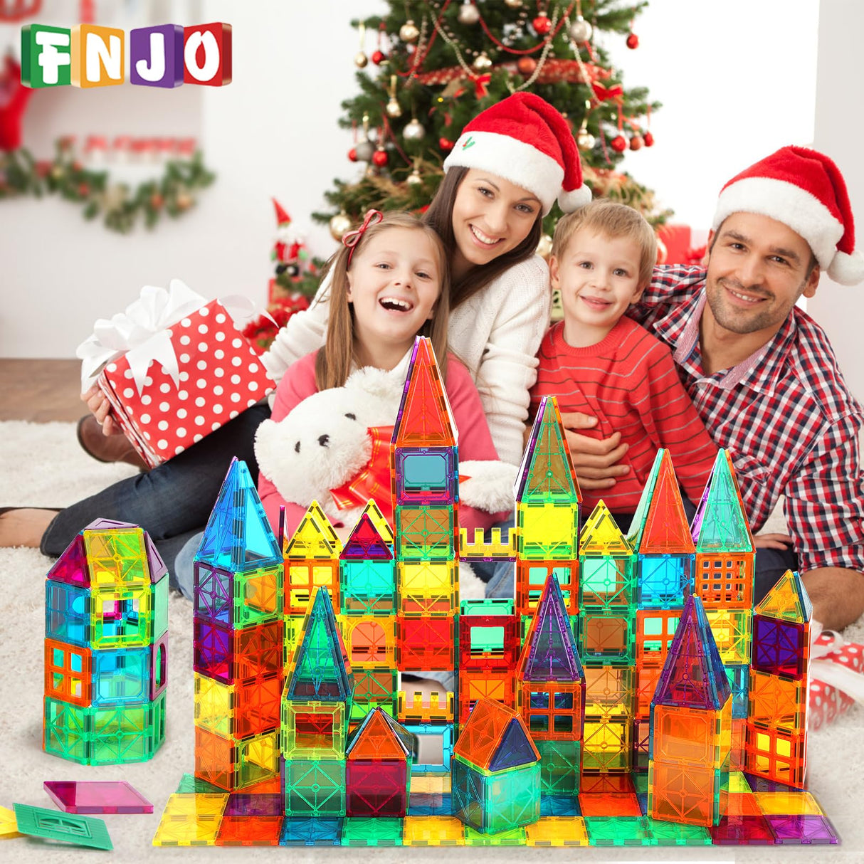 FNJO Magnetic Tiles, 110PCS Magnet Building Set, Magnetic Building Blocks,Construction STEM Learning and Playing Toys for Kids, Montessori Toy for Preschool Boys Girls Toddlers Classroom Must-Haves