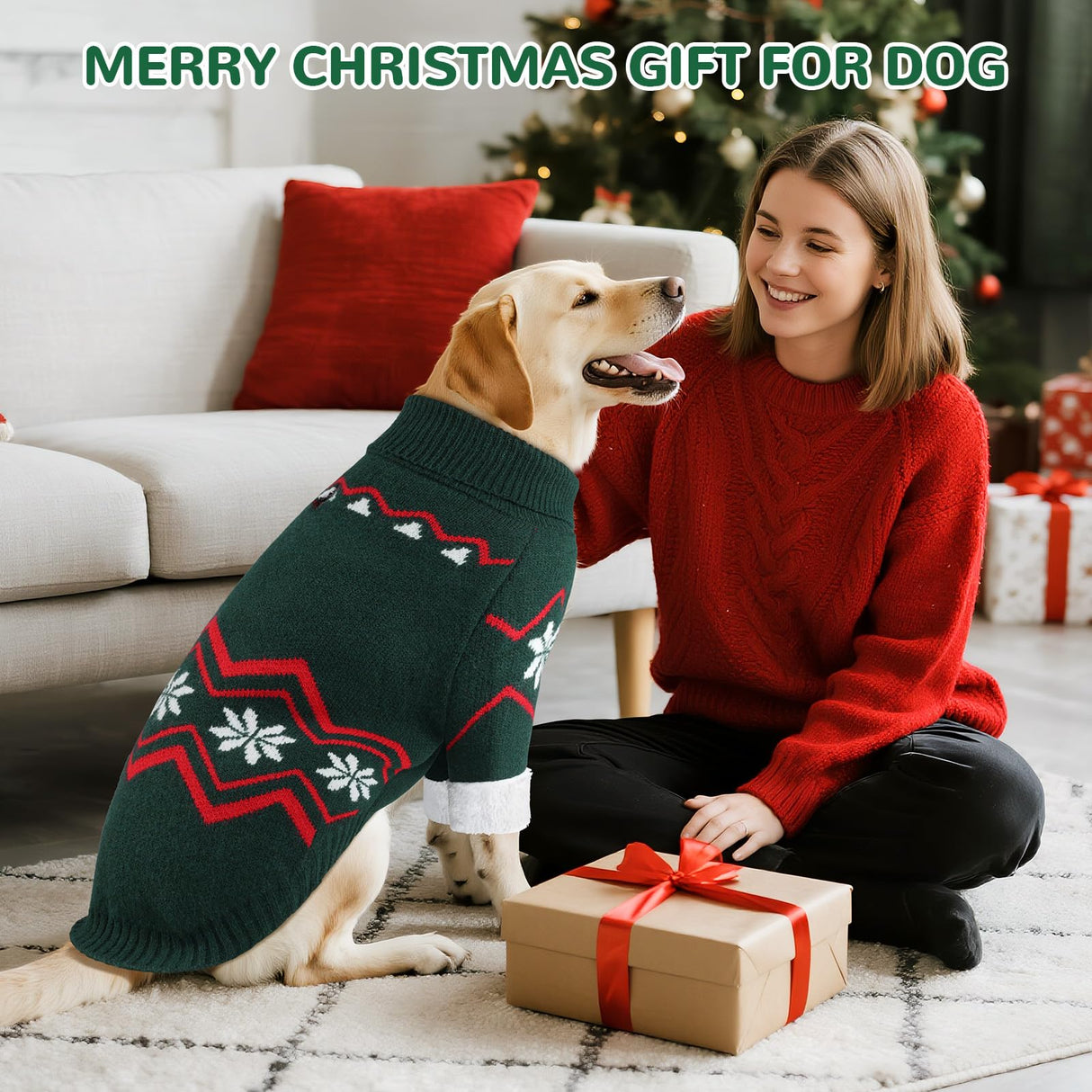 WINGOIN Dog Sweater for Extra Large Dogs, Xlage Size Dog Christmas Sweaters, Male Female Knit Dogs Turtleneck Pullover with Leash Hole, Pet Warm Winter Clothes for Girl Boy Corgi, Beagle (XL)