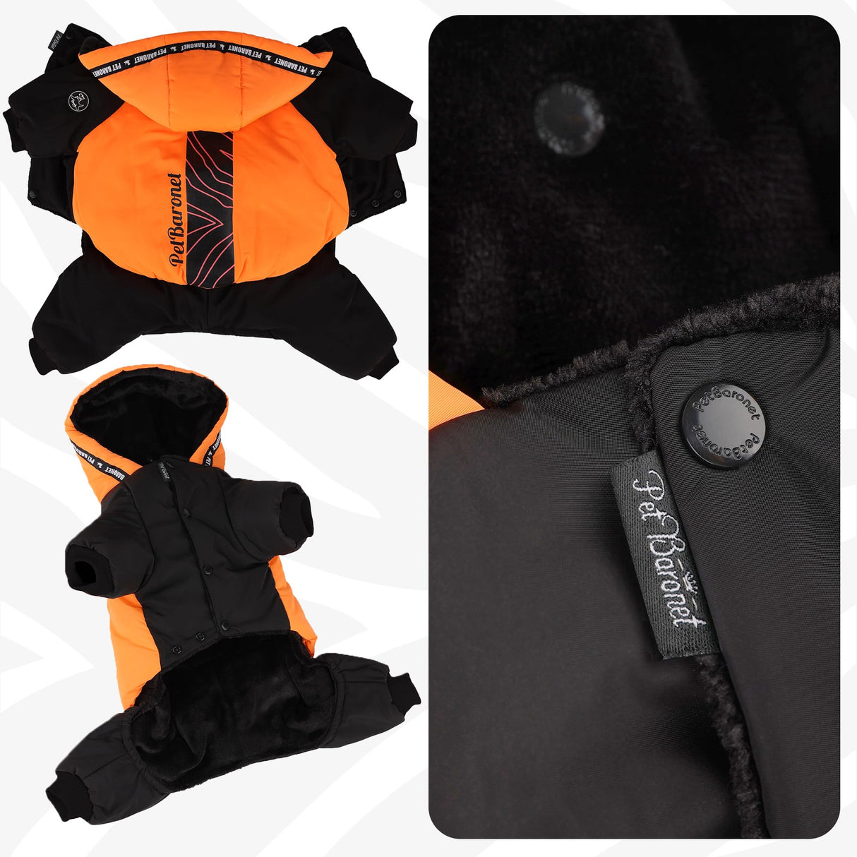 PETBARONET Waterproof Full Body Winter Jacket for Dogs, Dogs Snowsuit, Perfect for Cold Weather, Ideal for Small and Medium Breeds (Orange, XXL:Chest 22'', Length: 15.7'')