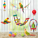 Sonwyoung Parakeet Cockatiel Bird Toys, Bird Toys for Parakeets, Cockatiel Cage Accessories, Perches Cage Parrot Ladders for Hanging Swinging Standing Chewing Climbing Training