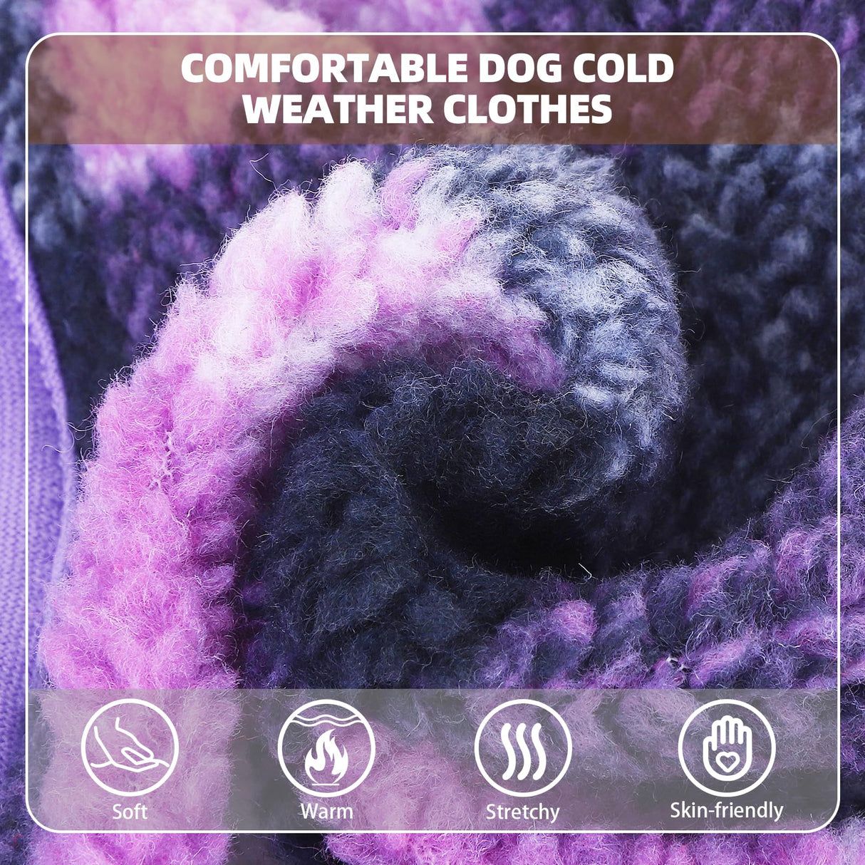 PUPTECK Dog Hoodie Puppy Sweatshirt Warm Dog Sweater Winter Clothes Cold Weather Coats for Small Medium Large Dogs, Purple, S/M