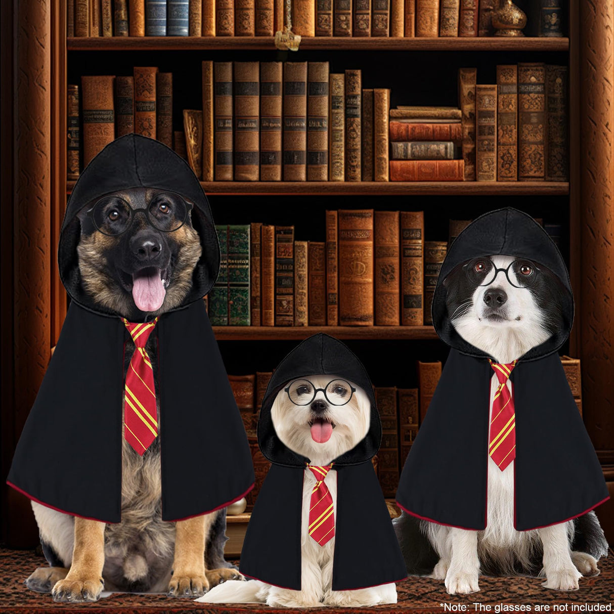 GOYOSWA Dog Halloween Costumes, Dog Wizard Costume Halloween Wizard Witch Cloak Cape with Neck Tie Halloween Costumes for Small Medium Large Dogs Pets (Red, Medium)