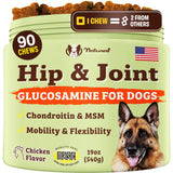Natural Dog Company Hip & Joint Supplement for Dogs – Supports Mobility, Flexibility & Comfort, Glucosamine, Chondroitin, MSM & Turmeric, Chicken Flavor, 90 Count
