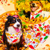 Locmeo 100 Pcs Fall Dog Bandanas Bulk Autumn Thanksgiving Day Dog Bandanas Adjustable Pumpkin Maple Leaves Pattern Pet Bibs Triangle Fall Thanksgiving Scarf Costume for Small Medium Pet Puppy(M)
