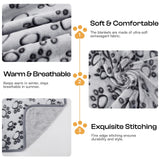 Luciphia 1 Pack 3 Blankets Fluffy Premium Fleece Pet Blanket Flannel Paw Printed Throw for Dog Cat Grey Paw Large(41"x31",Pack of 3)