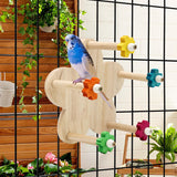 DVHEY Bird Rotating Perch Toy,Durable Unique Wooden Ferris Wheel Parrot Toys with 5 Perches,Bird Cage Accessories for Parakeet, Cockatiel, Budgerigar,Conures, Lovebirds