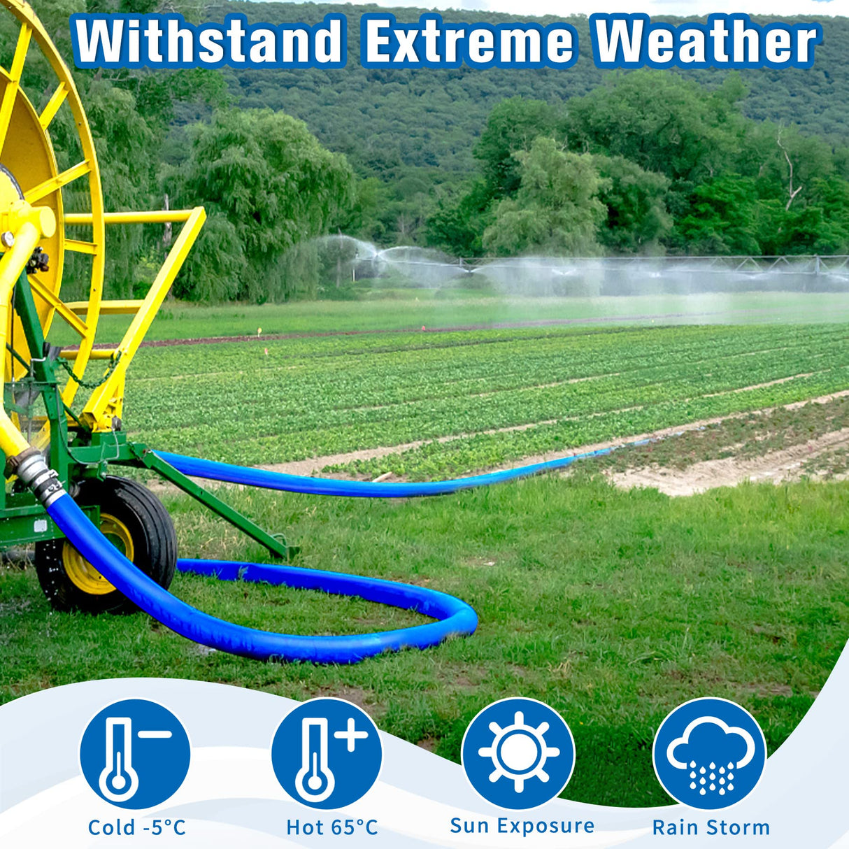 2 IN x 110FT Pool Backwash Hose Heavy Duty Drain Discharge Double PVC Layflat Hose with 2 Clamps, Weatherproof Burst Resistant for Water Transfer, Sump Pump, Pool Filter, Pool Drain (33.6M, Blue)