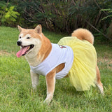 UOSIA Dog Princess Dresses for Large Dogs Girls Sleeveless Pullover Wedding Birthday Tutu Dress with Butterfly Embroidered Summer Breathable Big Breed Female Dog Clothes(Yellow,5XL)
