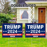 Shmbada Trump 2024 Make America Great Again MAGA Yard Sign with Metal Stake - 20 x 14 Inch Double Sided Outdoor Decorative Trump Signs for Garden Yard Lawn House