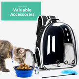 Cat Backpack Carrier with Collapsable Dog Bowl, Cat Collar & Interactive Cat Toy (4 Pcs Set)- Airline Approved Cat Carrier Bag for Medium Dogs & Cats, Animal Carrier Backpacks, Pet Backpack |Black
