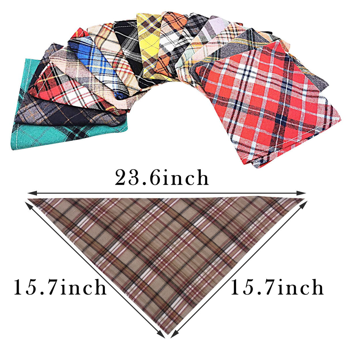 PET SHOW 50 Pack Bulk Plaid Cotton Dog Bandanas Small Female Male Cat Puppies Bibs Washable Triangle Head Scarfs Wholesale Medium Dogs Bandana Photo Prop Grooming Accessories