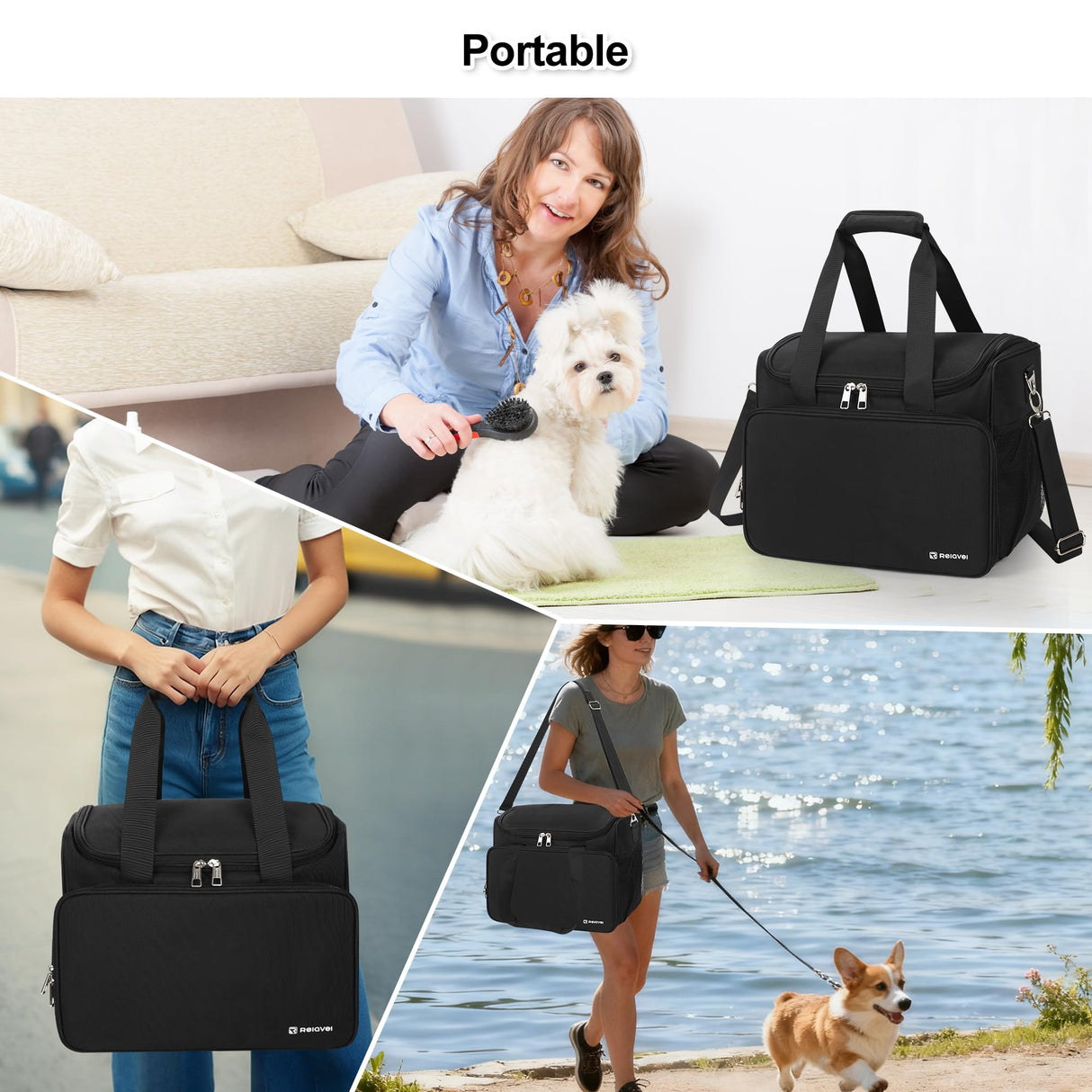 Dog Grooming Vacuum Bag, Pet Grooming Bag Extra Large Dog Grooming Storage Bag with Compartments Professional Travel Animal Groomer's Tool kit Bags for Supplies - for Dogs, Cat & Pet Groomers( Black)