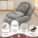 Upholstered Human Dog Bed for Adult & Pets, Convertible Lazy Sofa Bed with 5 Adjustable Position, Comfy Tatami Bean Bag Lounge Chair with 2 Soft Pillows for Bedroom Living Room Office (Gray)