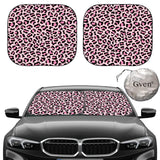 Gven Windshield Sun Shade 2pcs with Bonus Pink Car Sunshade for Front Window Shades 2025 Technology Reflect UV and Heat Sun Visor Automotive Accessories Interior Sun Protection (Pink Leopard, M)